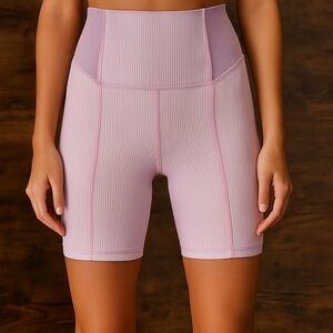 For Love and Lemons lilac purple Dani Ribbed Biker Shorts -Size Medium